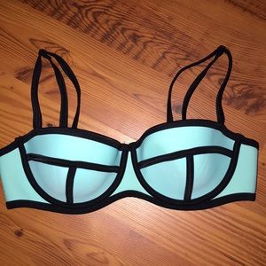 Triangl Turquoise/ Black Bikini Top